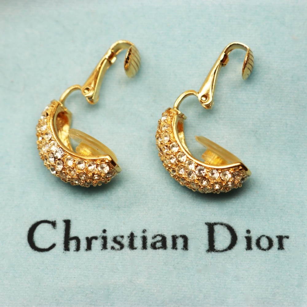 ⚜️ Vintage Christian Dior© Clear Crystal Earrings - Picture 4 of 16